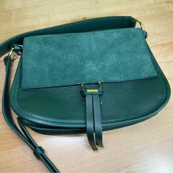 Ted Baker harrlee long tassel saddle shoulder bag in dark green NWT - Picture 2 of 9